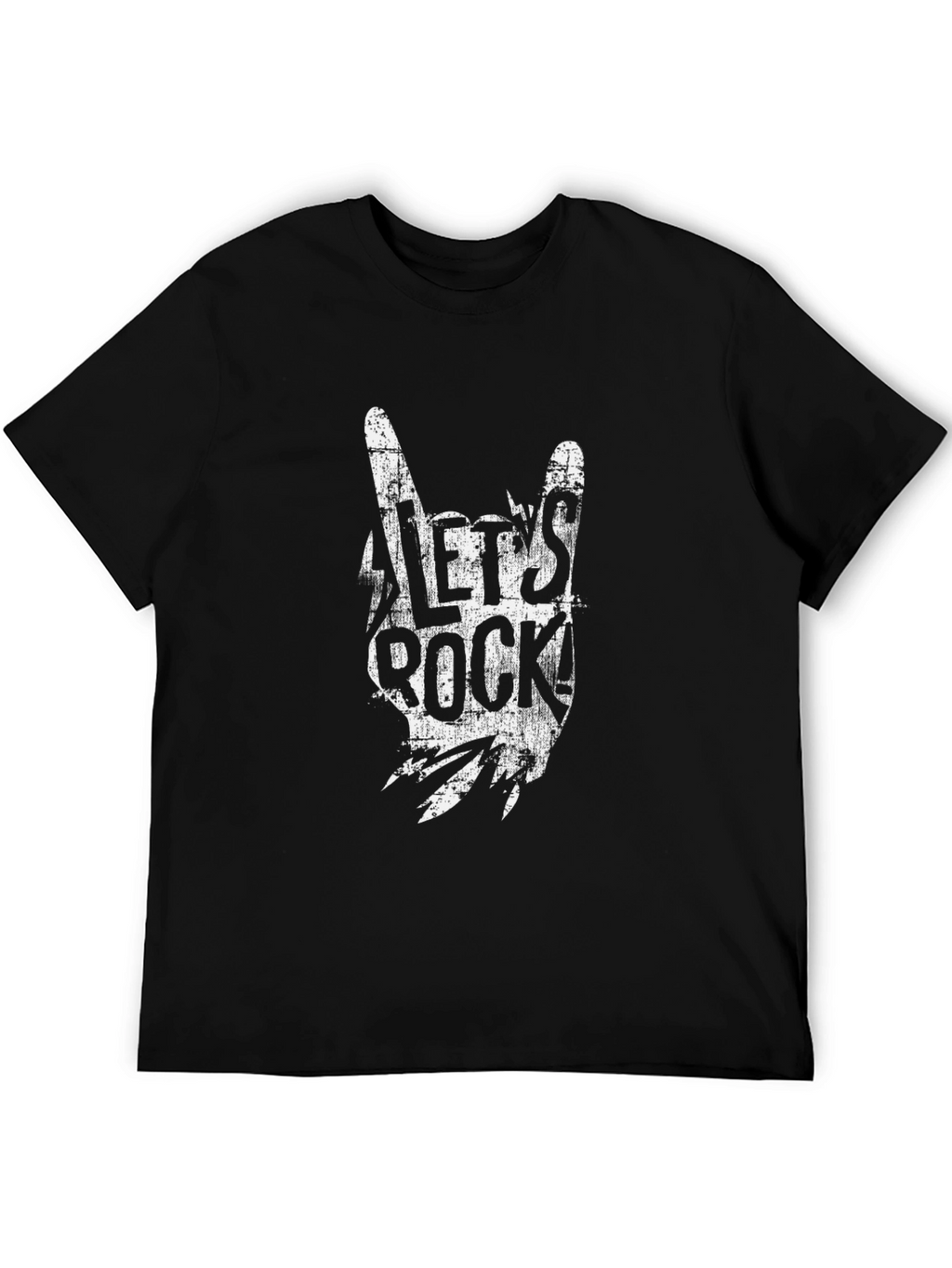 Lets Rock Graphic Tee - Black Cotton T-Shirt
