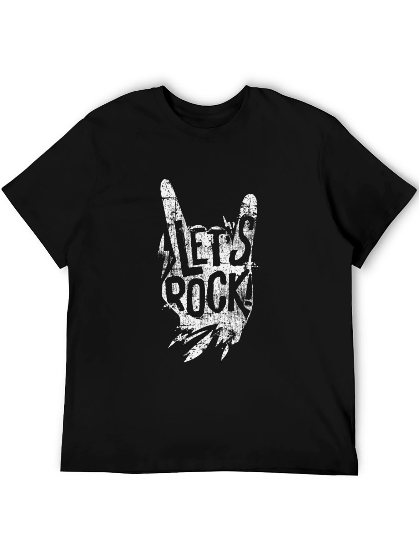 Lets Rock Graphic Tee - Black Cotton T-Shirt