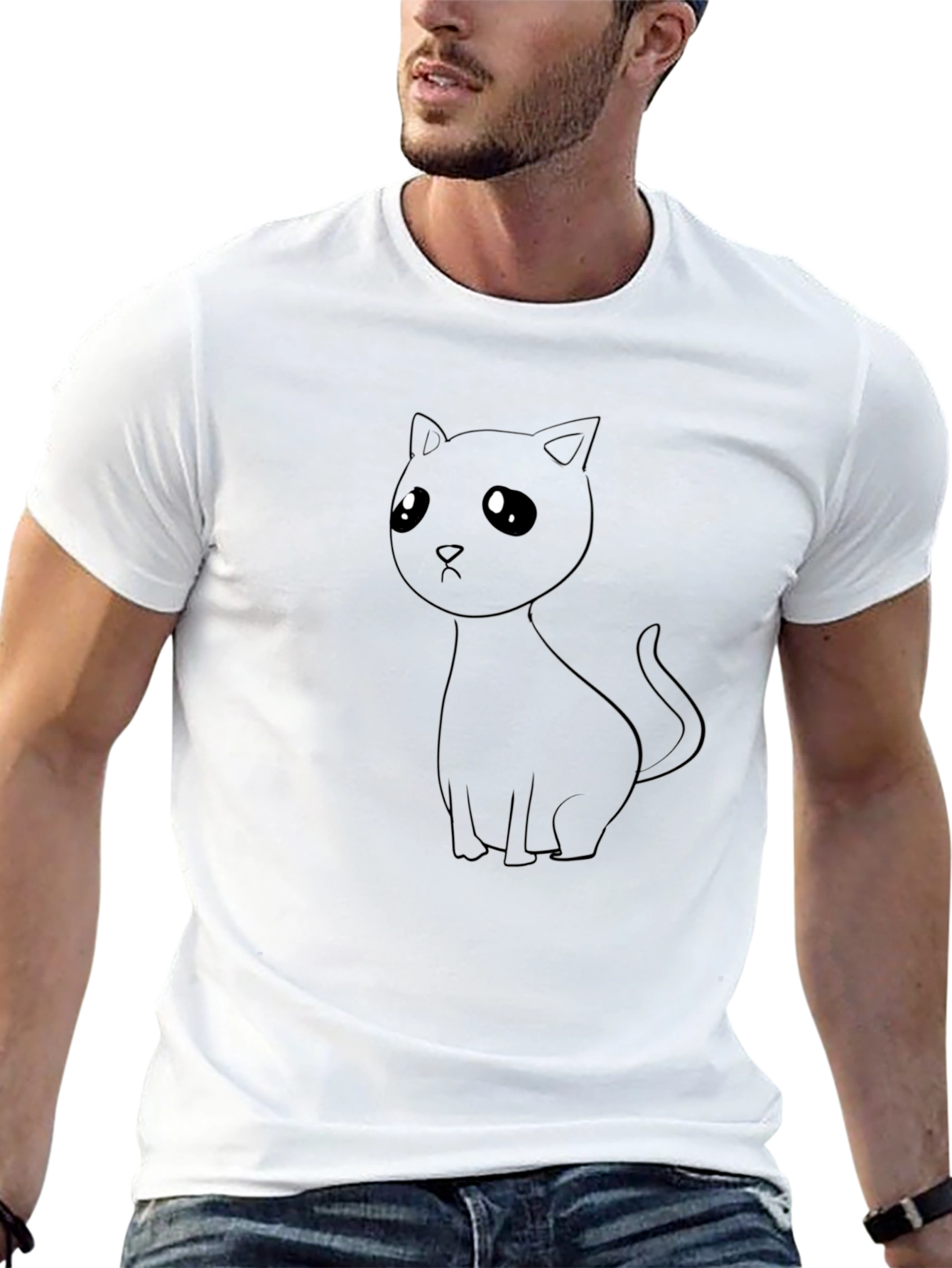 Black Cat Graphic T-Shirt - Cute Kawaii Design