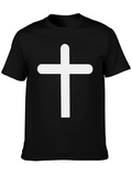 White Cross Graphic Black T-Shirt