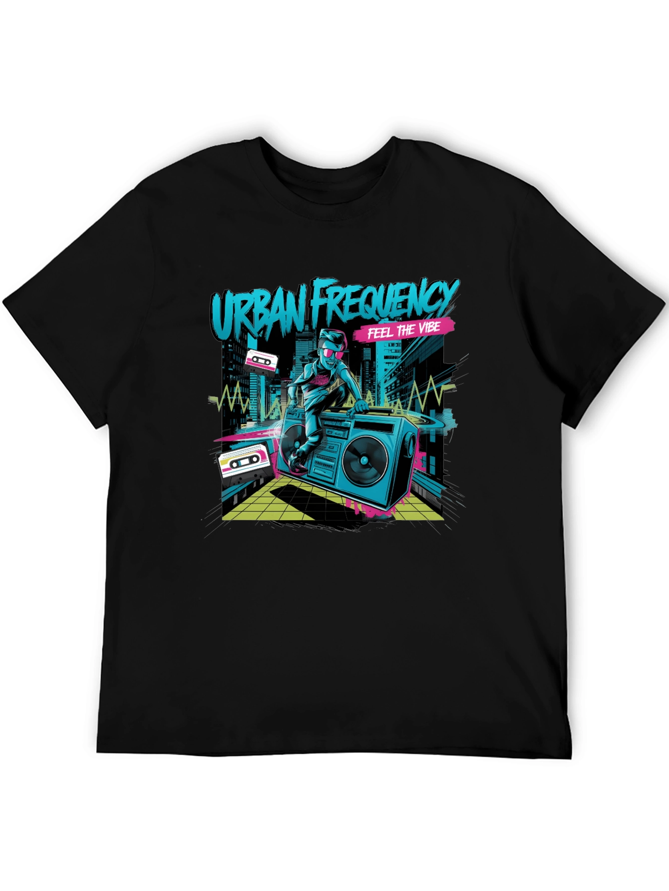 Urban Frequency Black Graphic T-Shirt