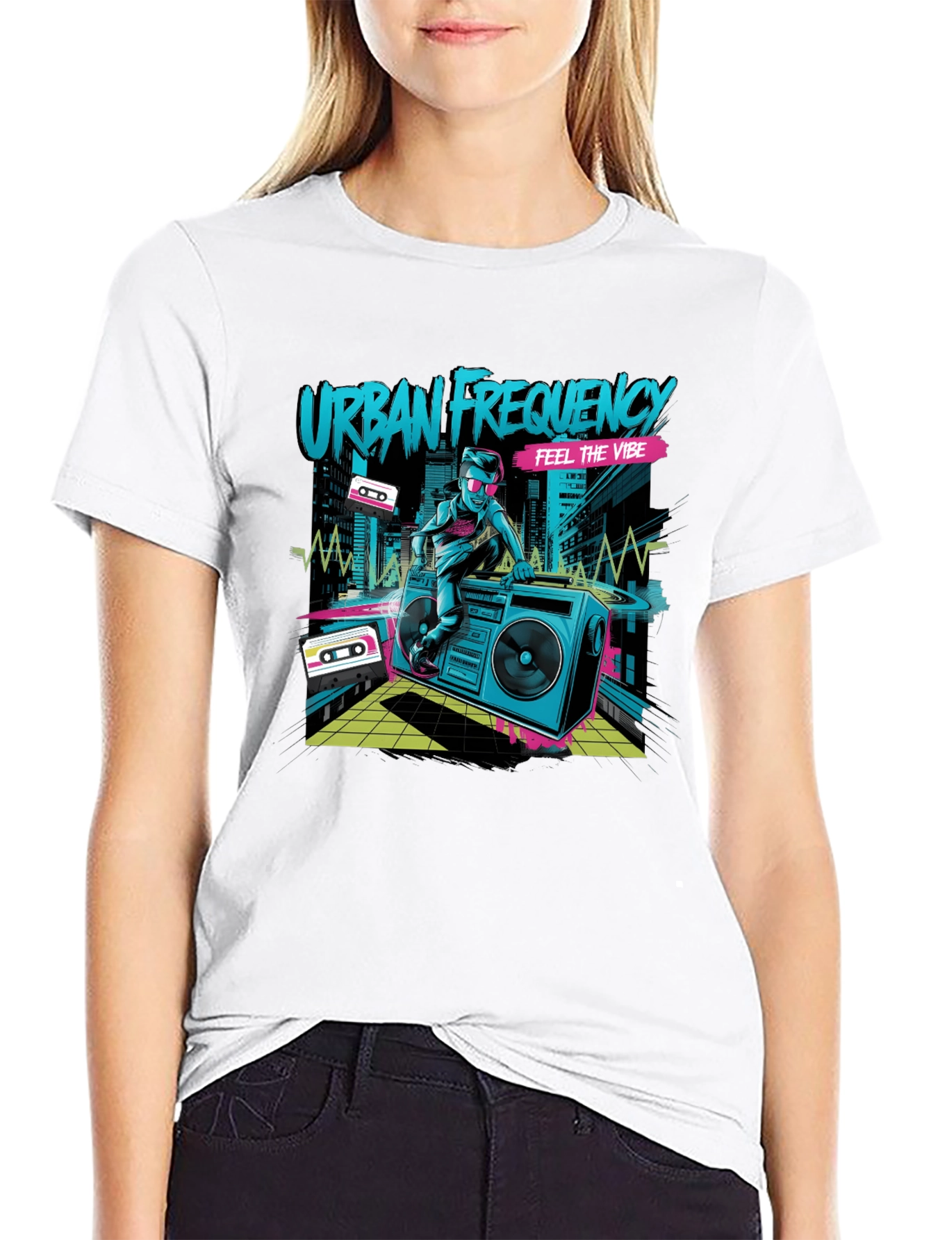 Urban Frequency Black Graphic T-Shirt