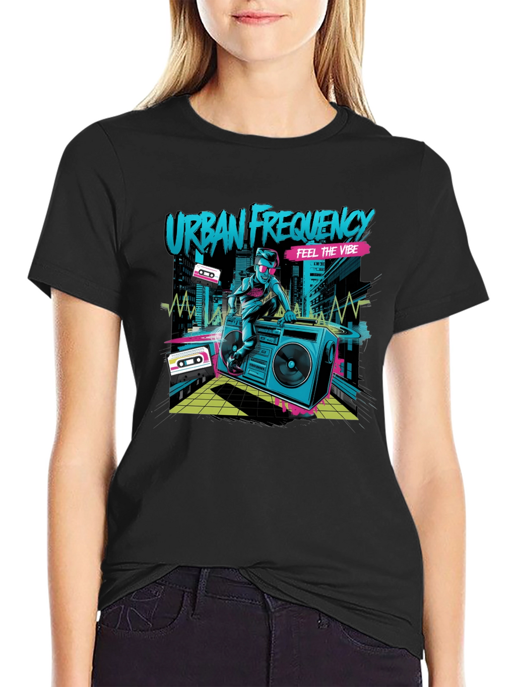 Urban Frequency Black Graphic T-Shirt