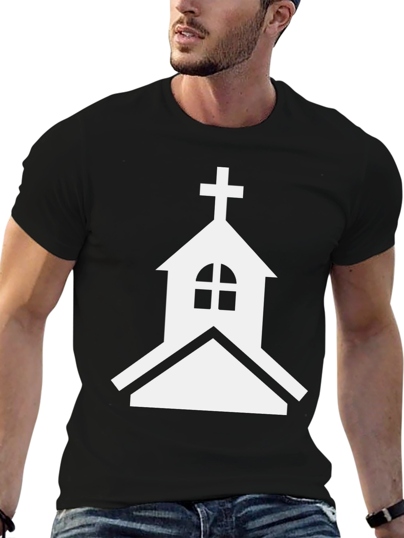 Church Graphic Tee - Black Cotton Blend