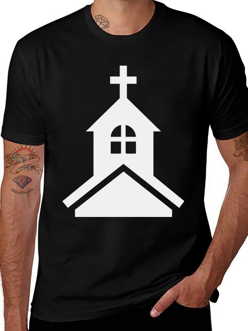 Church Graphic Tee - Black Cotton Blend