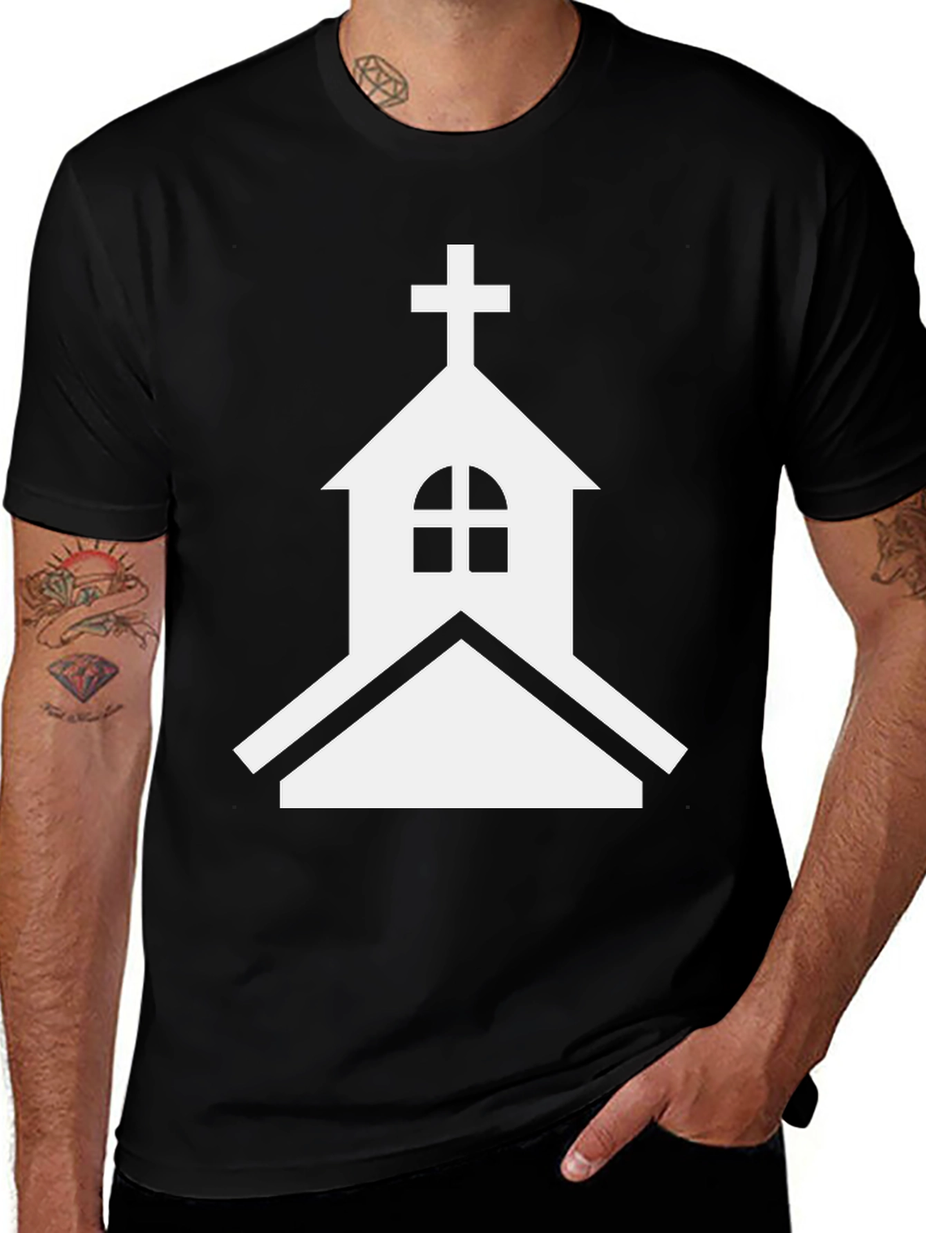 Church Graphic Tee - Black Cotton Blend