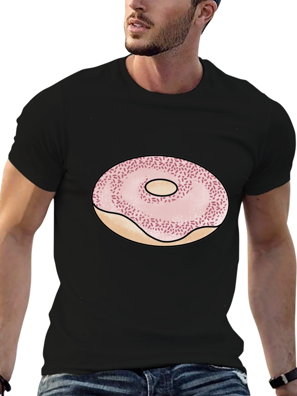Donut Graphic Black T-Shirt - Casual Style