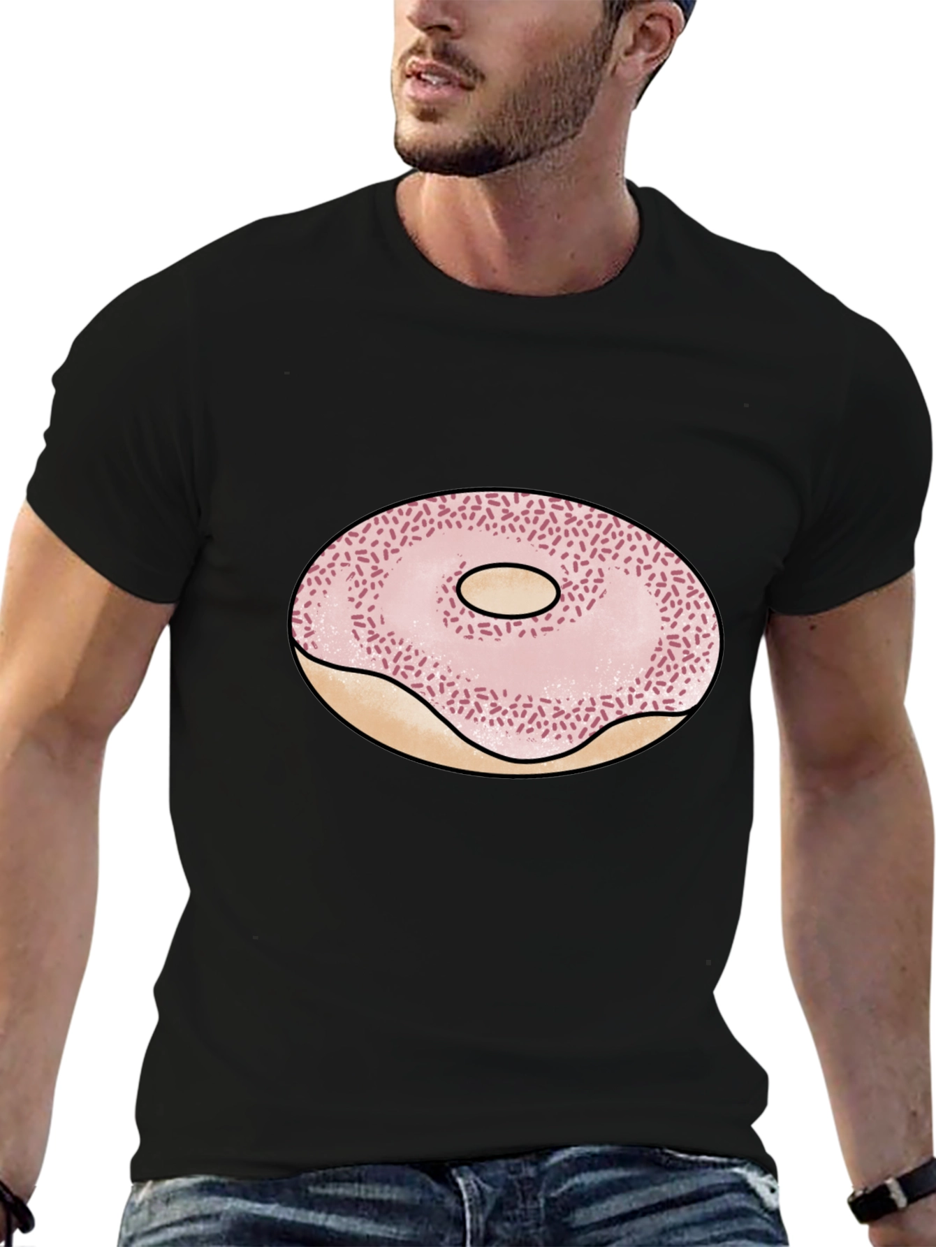 Donut Graphic Black T-Shirt - Casual Style
