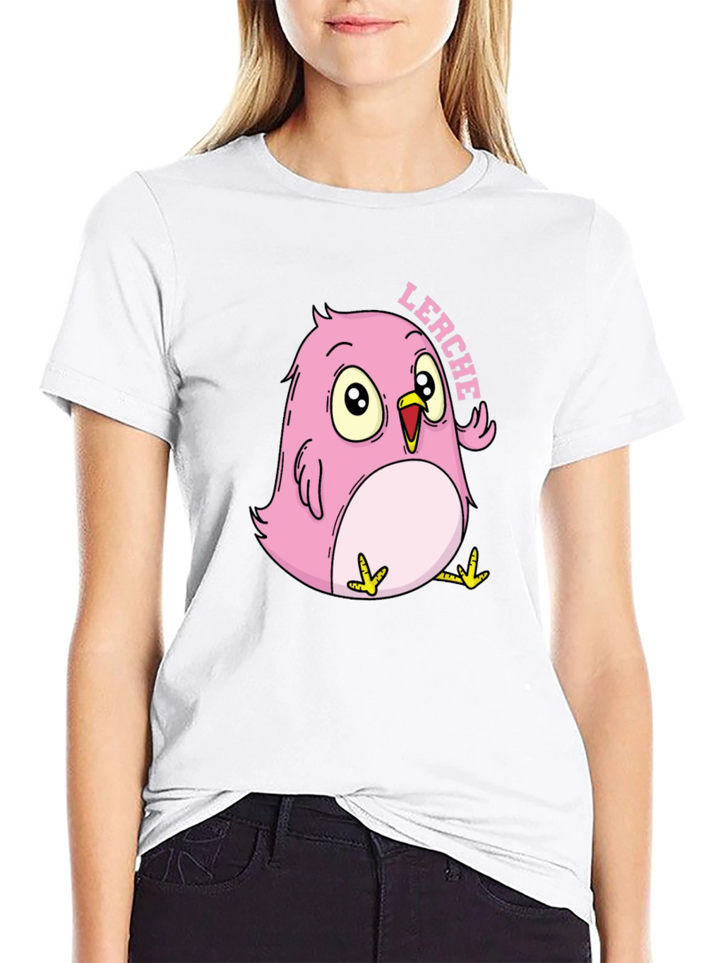 Pink Cartoon Bird T-Shirt