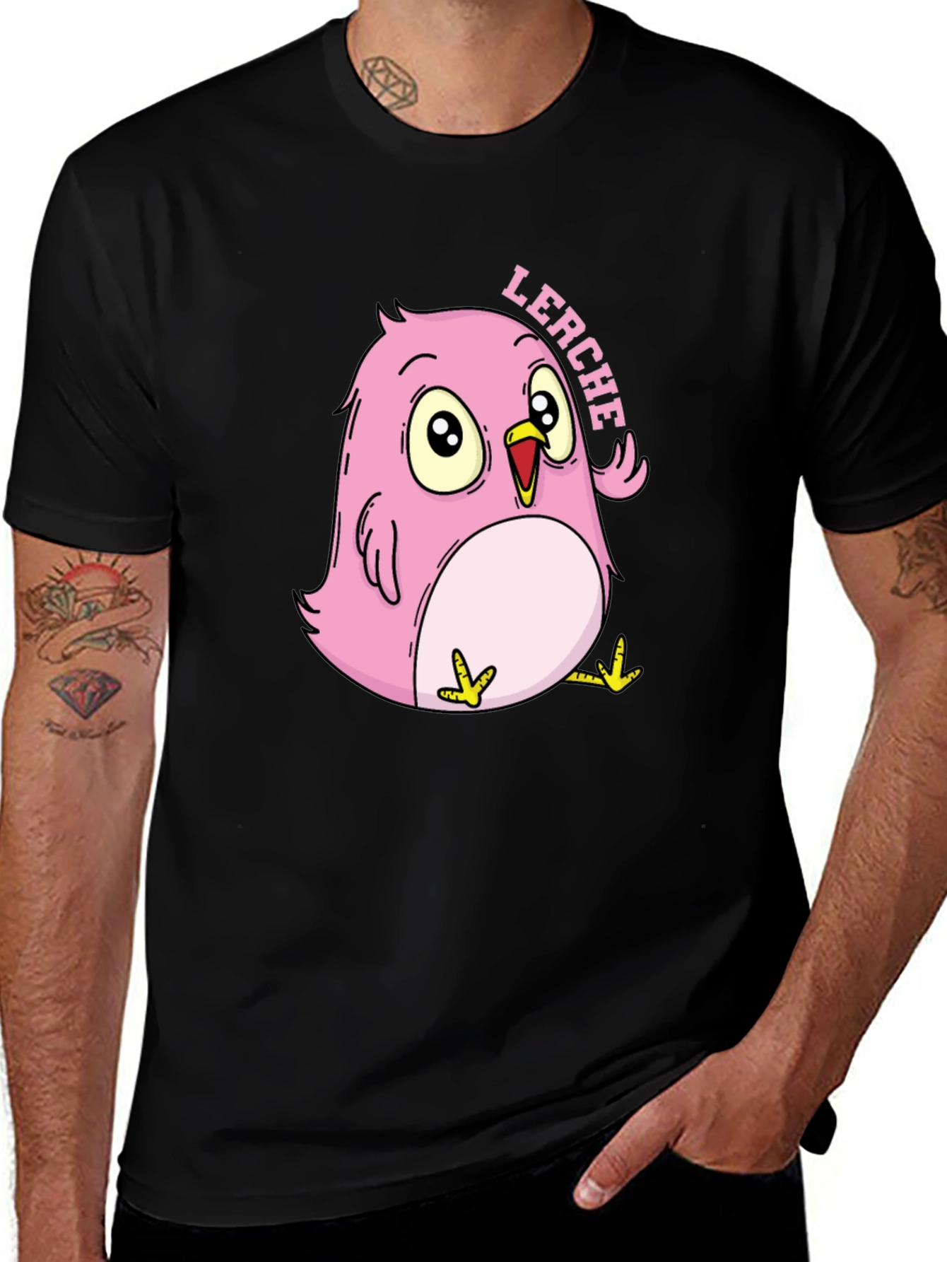 Pink Cartoon Bird T-Shirt
