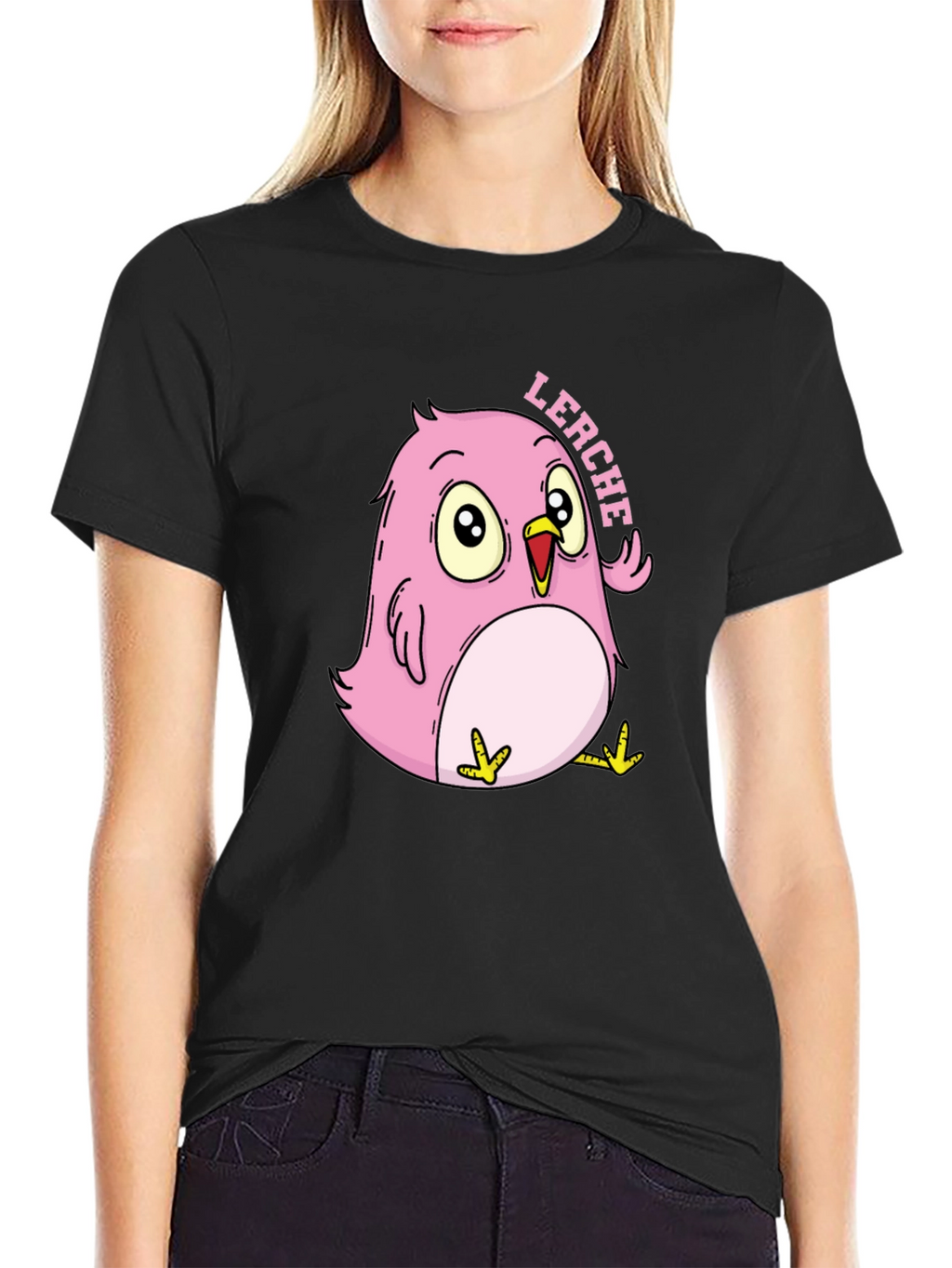 Pink Cartoon Bird T-Shirt