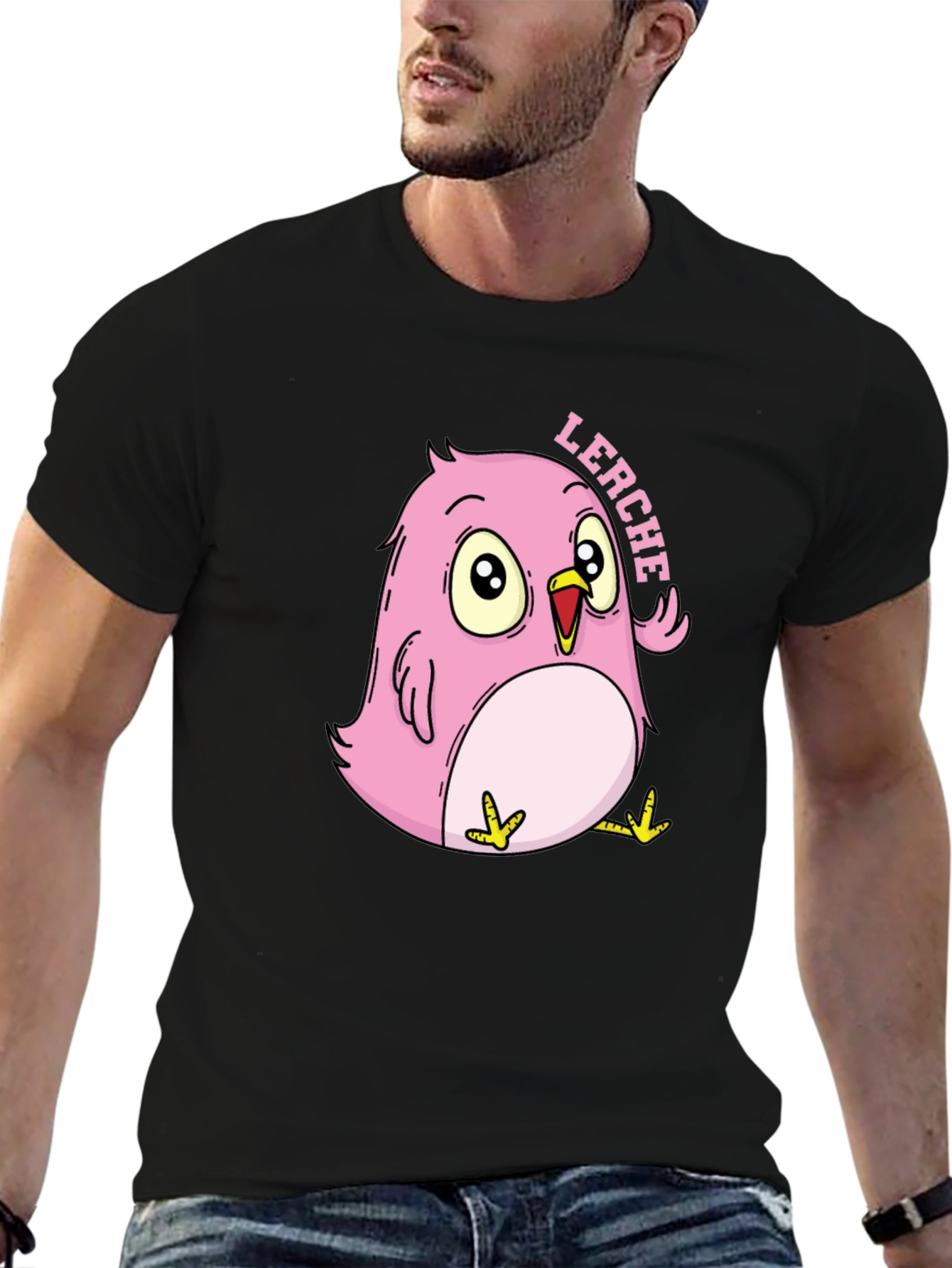 Pink Cartoon Bird T-Shirt