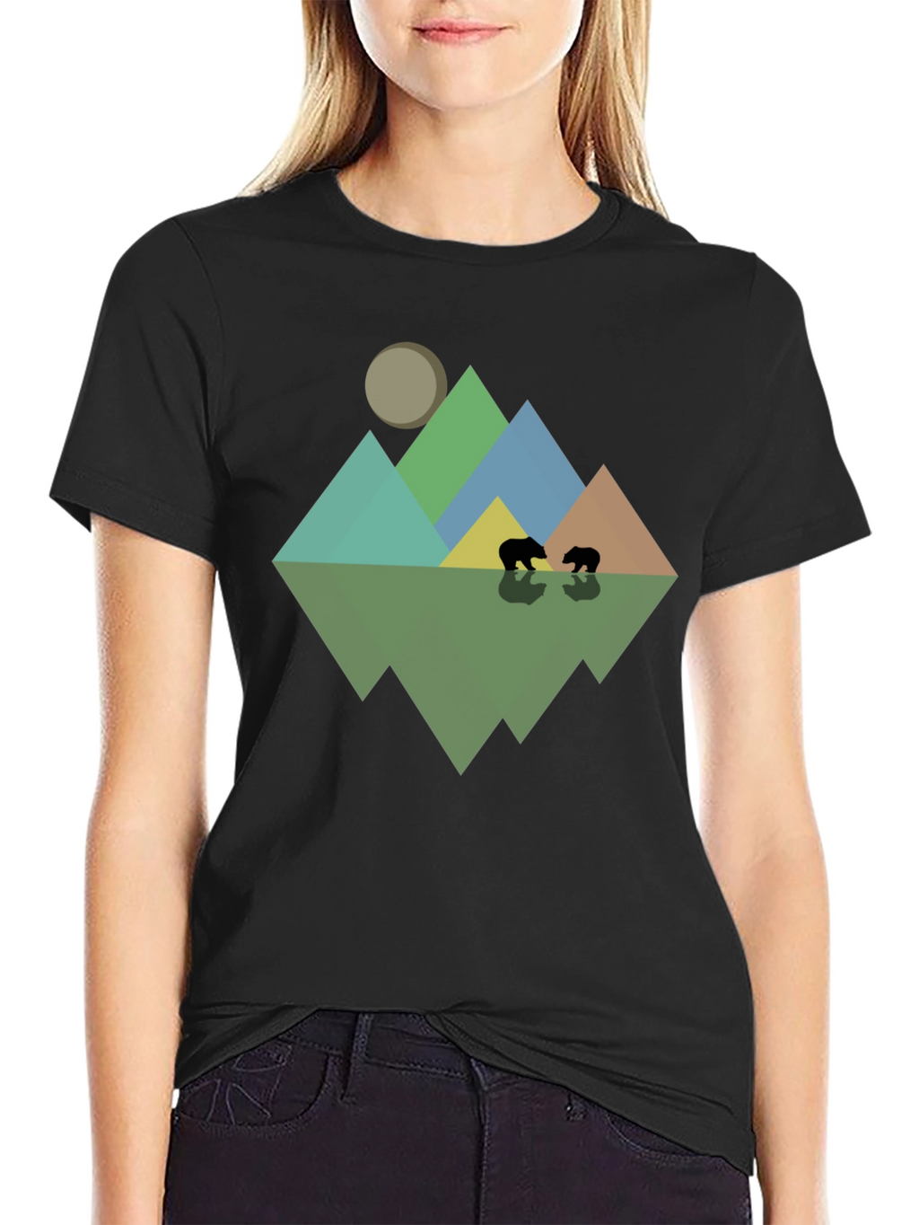 Geometric Mountain & Bear T-Shirt