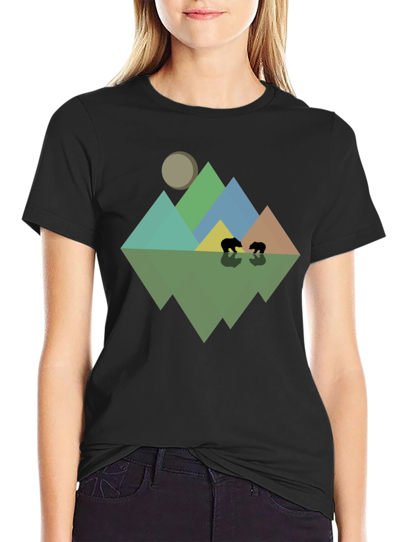 Geometric Mountain & Bear T-Shirt