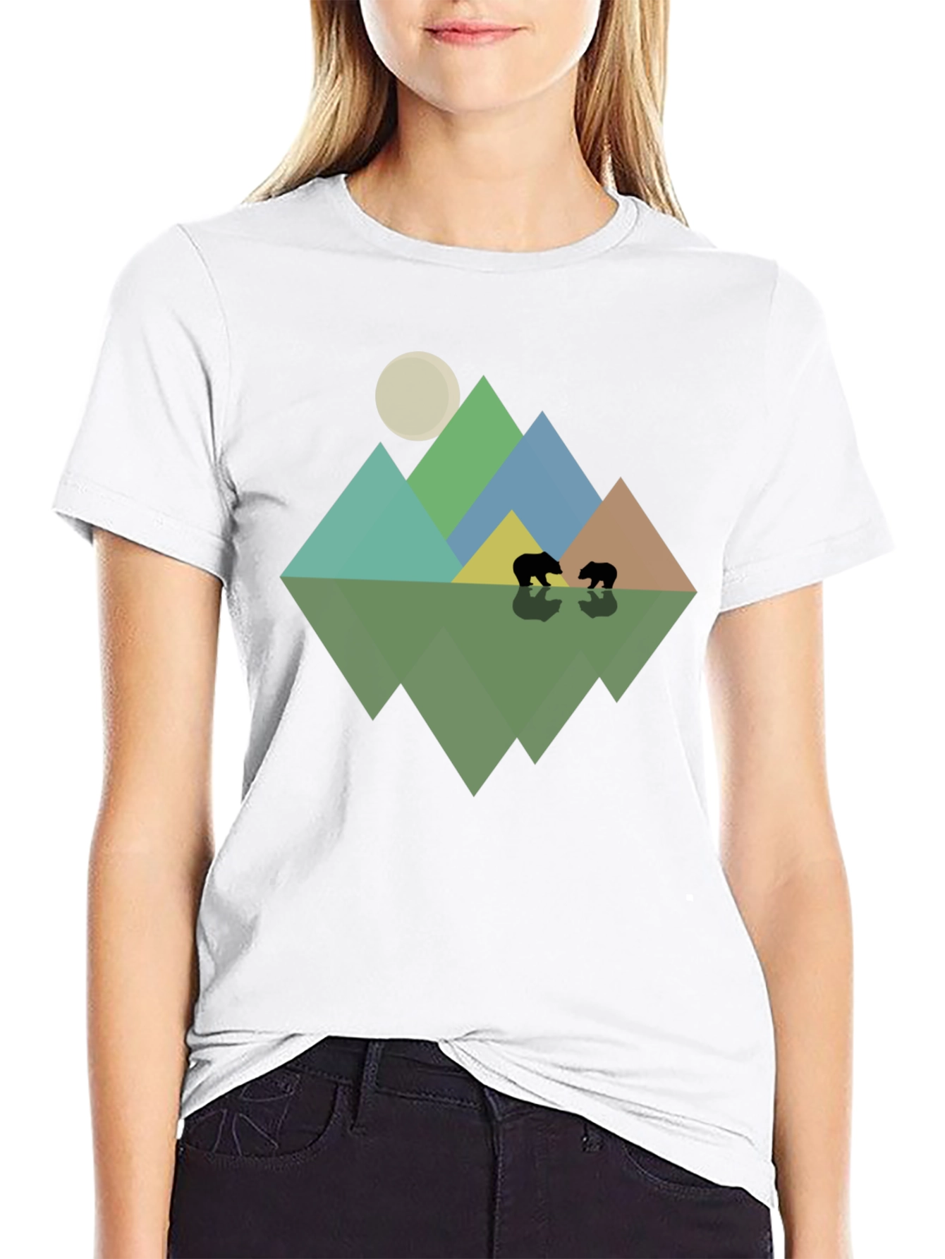 Geometric Mountain & Bear T-Shirt