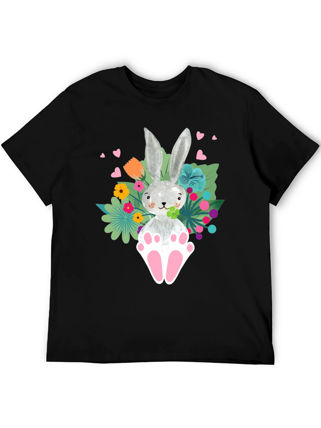 Easter Bunny Graphic Tee - Floral Rabbit T-Shirt