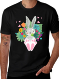 Easter Bunny Graphic Tee - Floral Rabbit T-Shirt