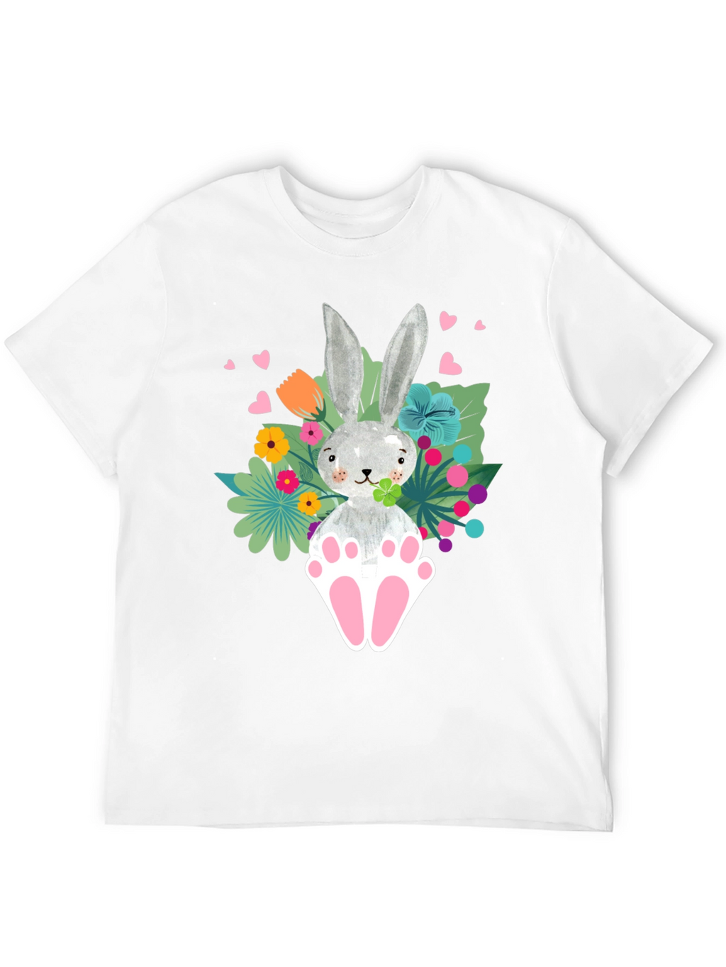 Easter Bunny Graphic Tee - Floral Rabbit T-Shirt