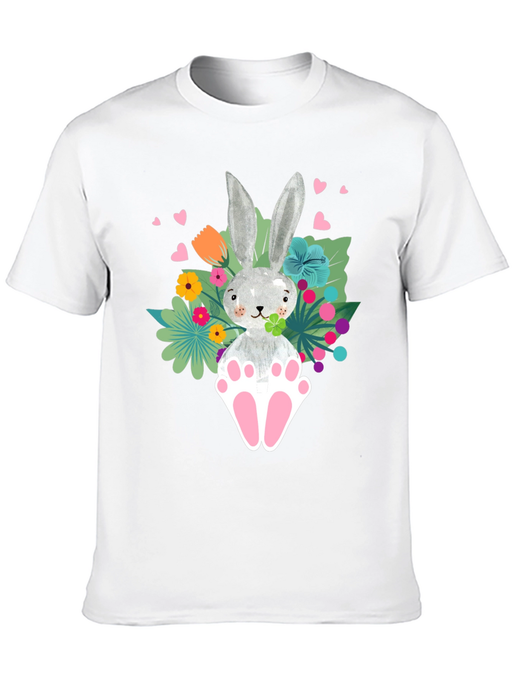 Easter Bunny Graphic Tee - Floral Rabbit T-Shirt
