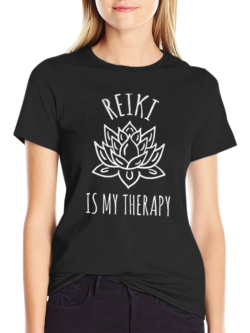 Reiki Is My Therapy T-Shirt - Lotus Flower Design