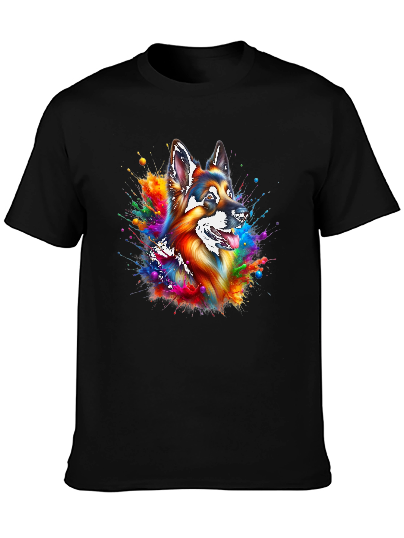 Colorful German Shepherd Splash Art T-Shirt