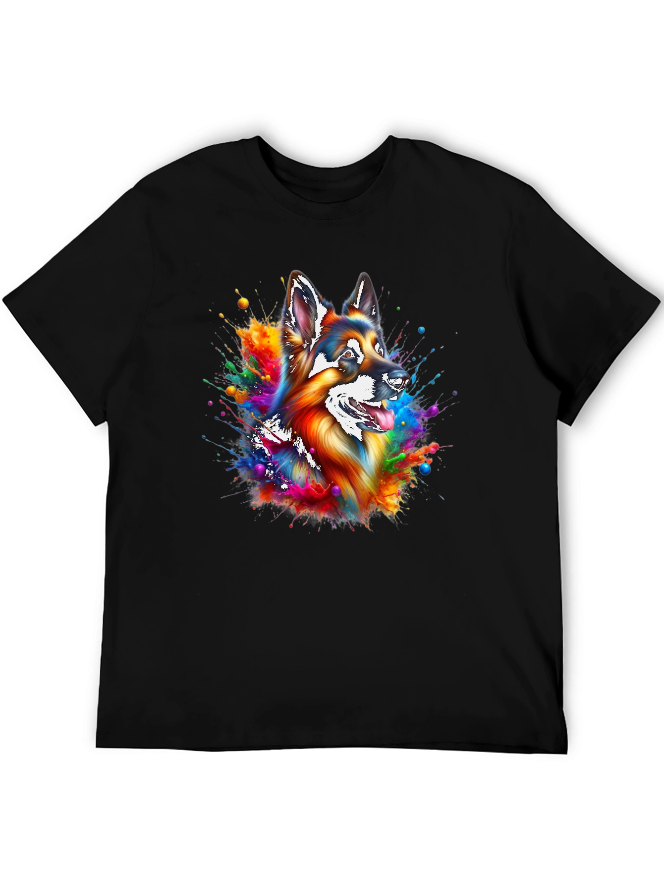 Colorful German Shepherd Splash Art T-Shirt