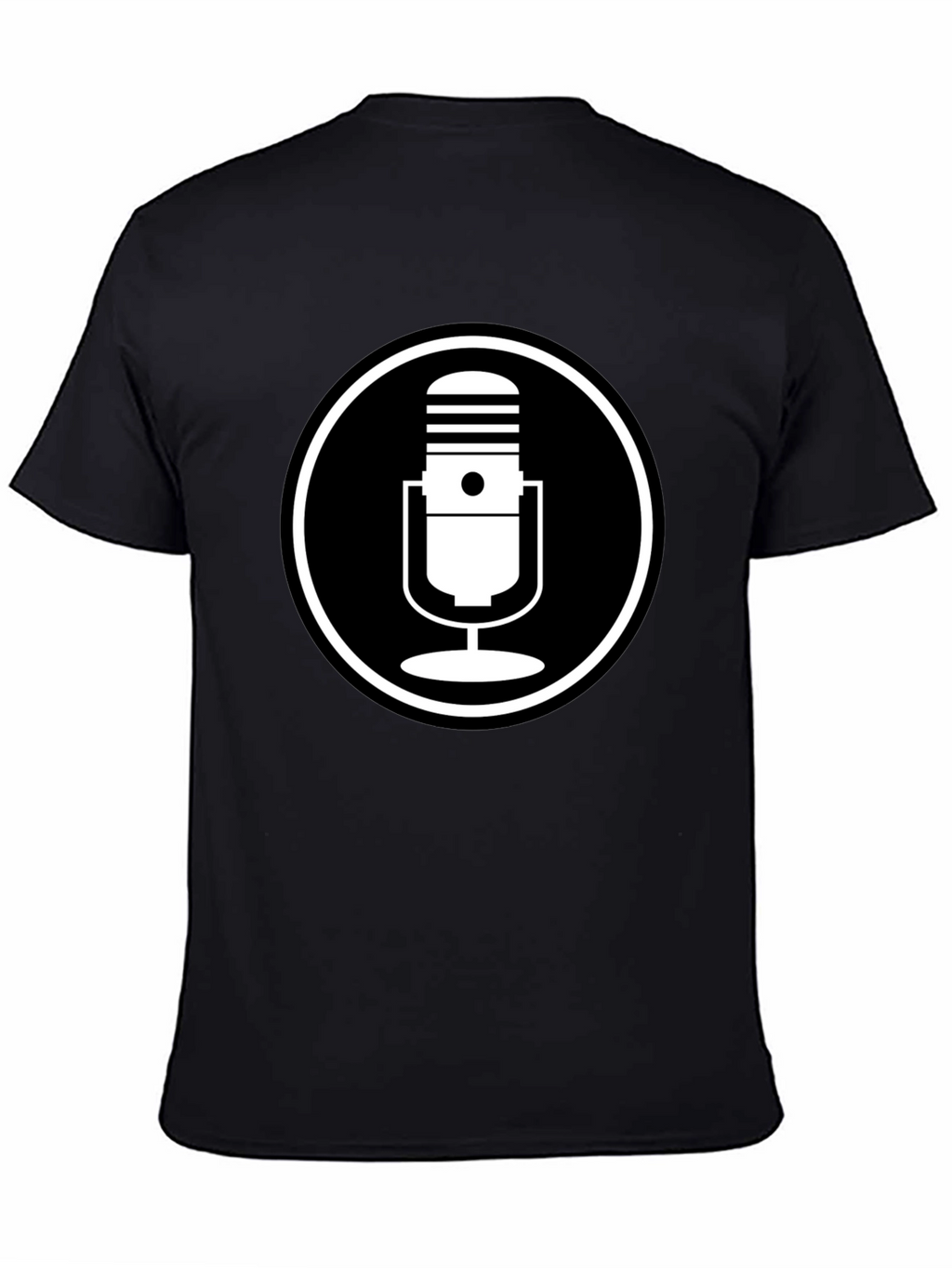 Black T-Shirt with Microphone Circle Graphic