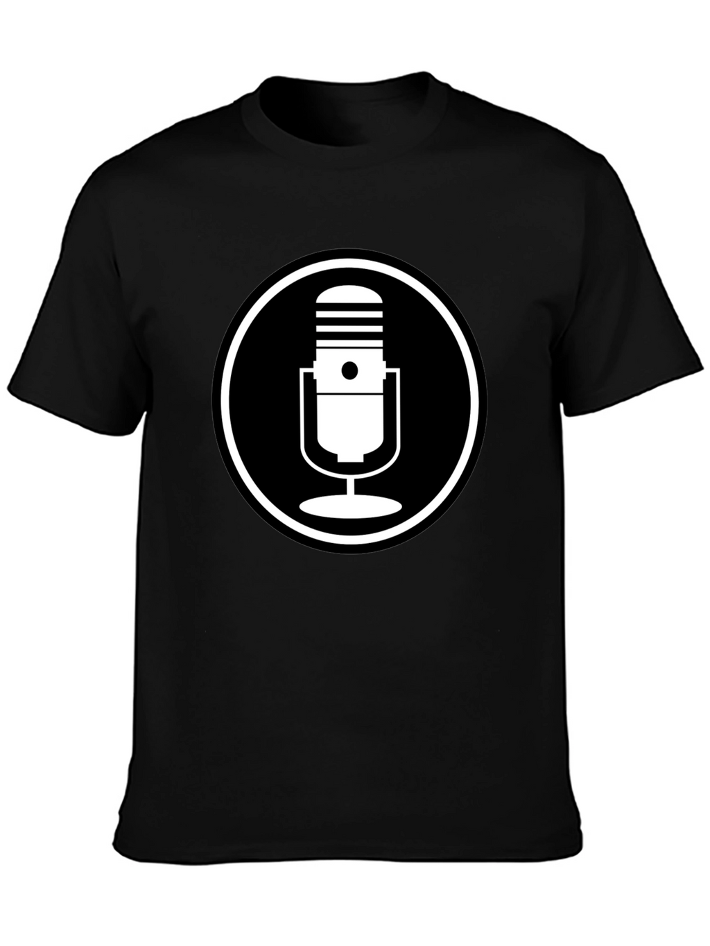 Black T-Shirt with Microphone Circle Graphic