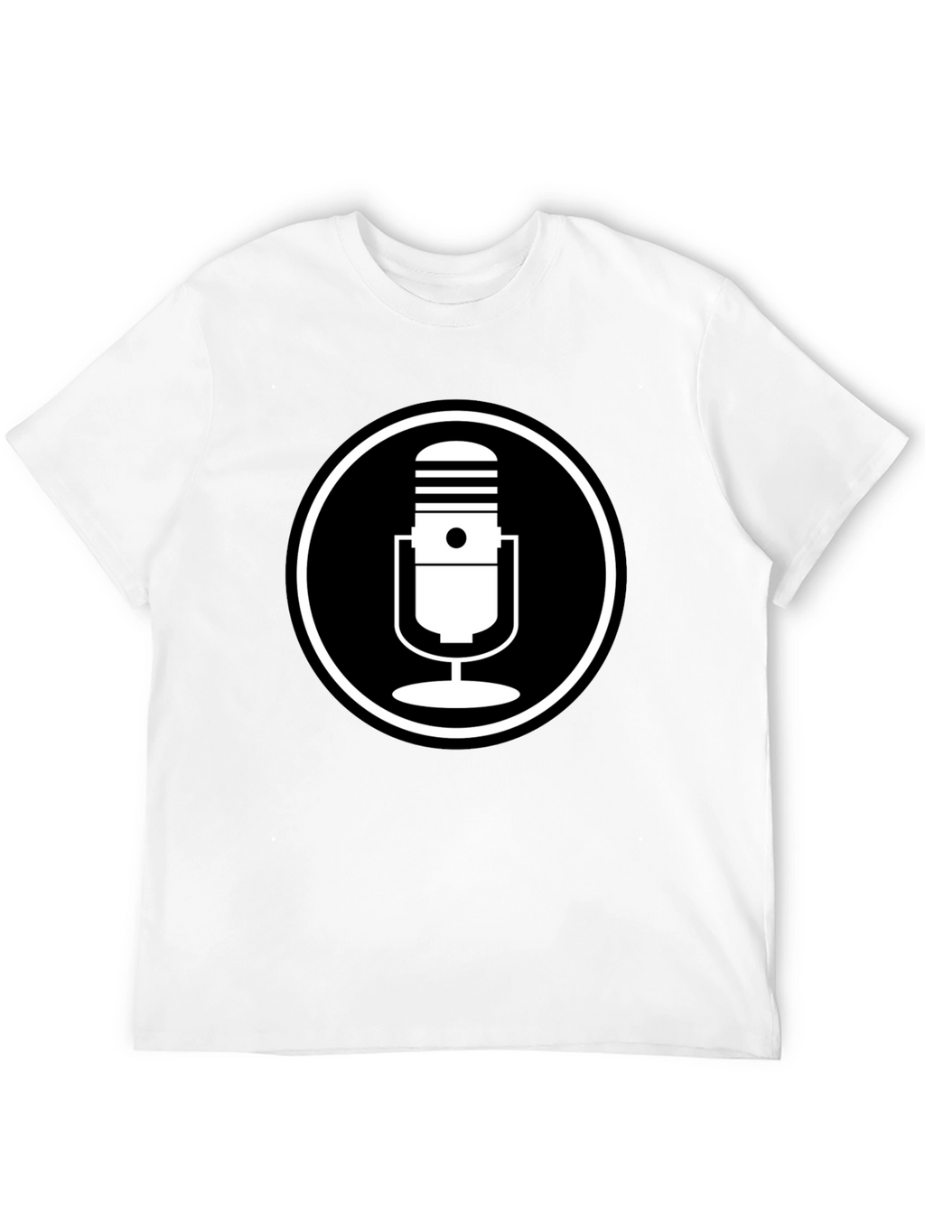 Black T-Shirt with Microphone Circle Graphic