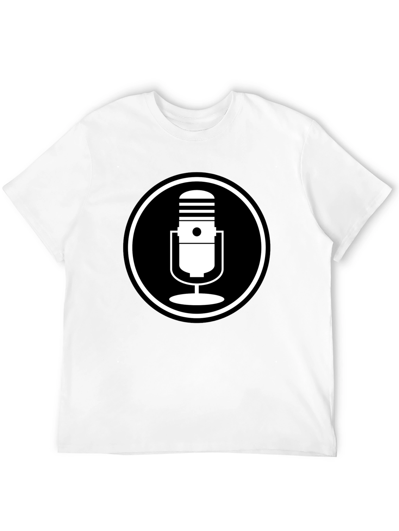 Black T-Shirt with Microphone Circle Graphic