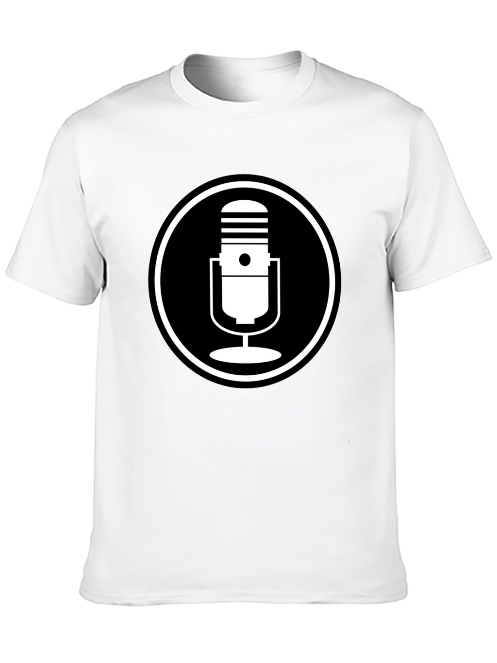 Black T-Shirt with Microphone Circle Graphic
