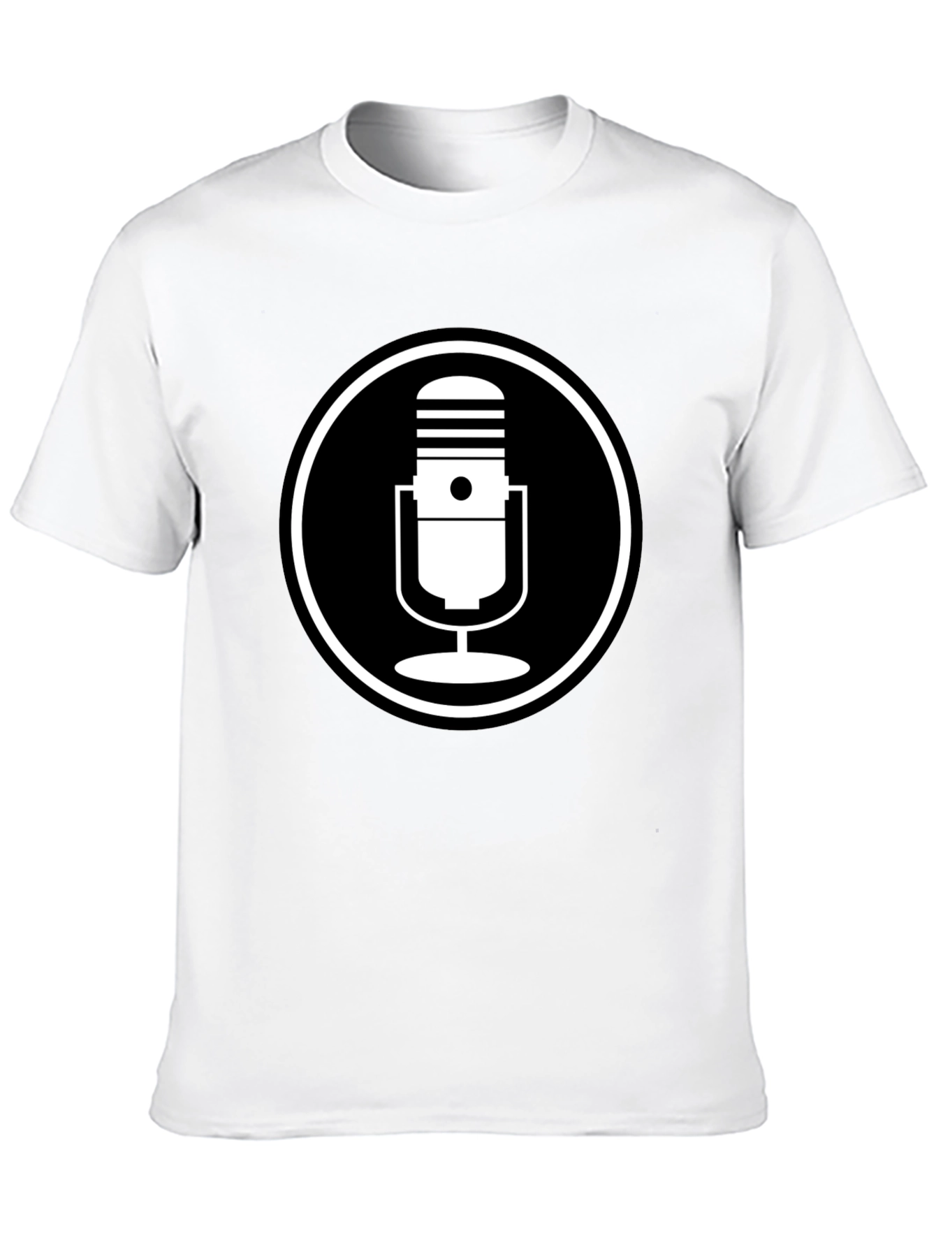 Black T-Shirt with Microphone Circle Graphic