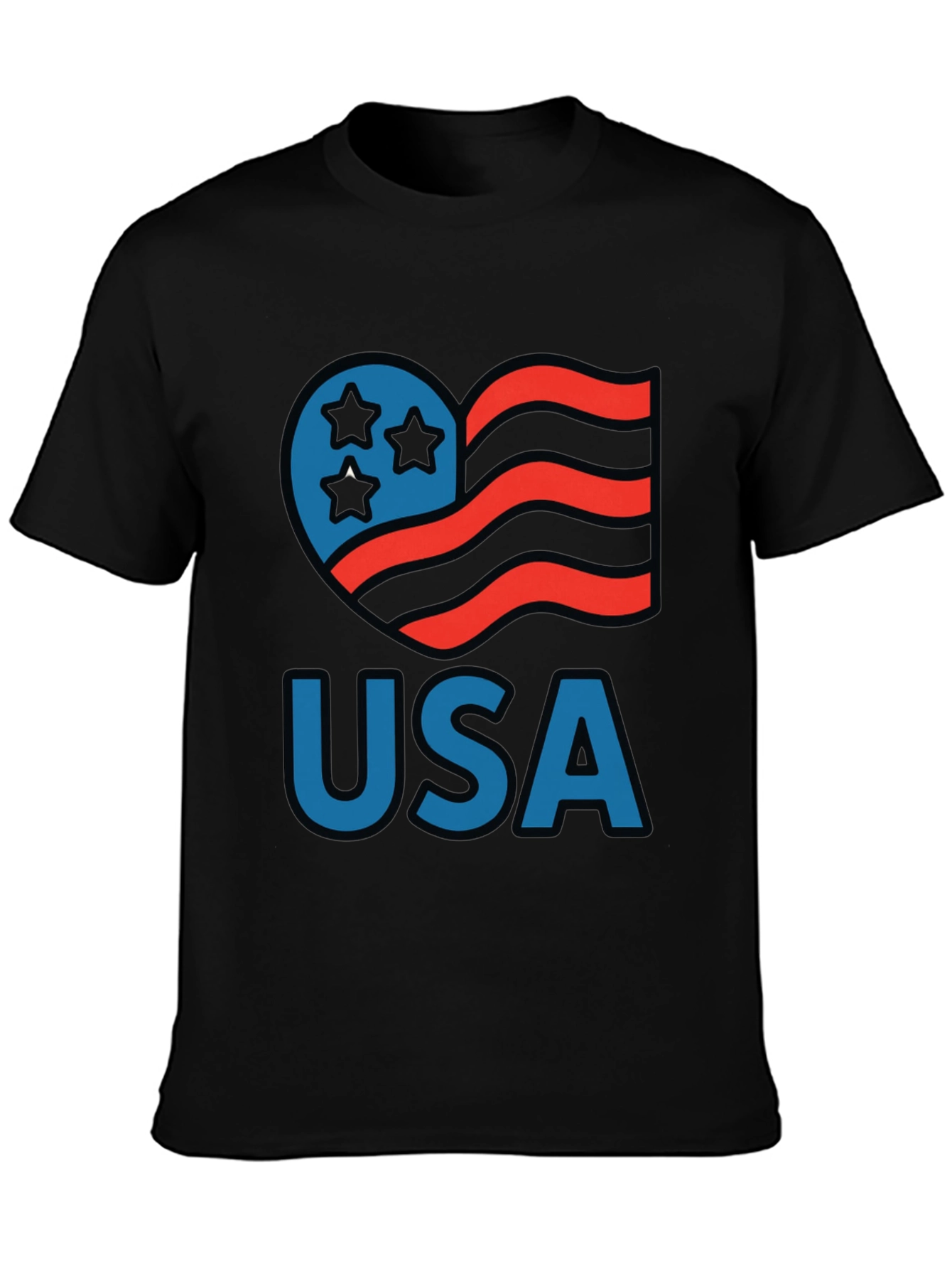 USA Patriotic Heart Graphic T-Shirt