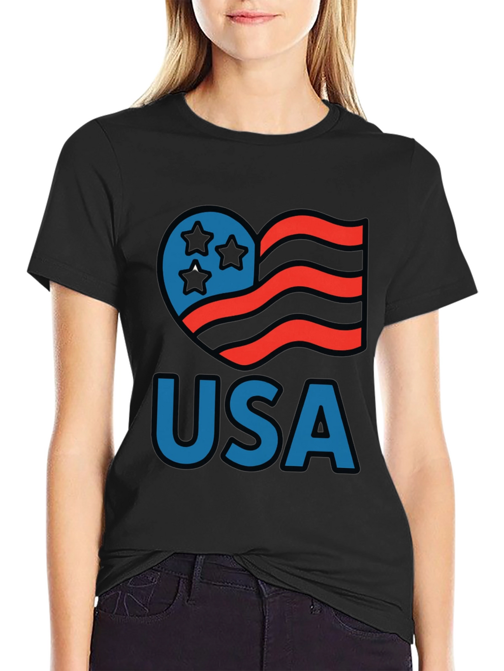 USA Patriotic Heart Graphic T-Shirt