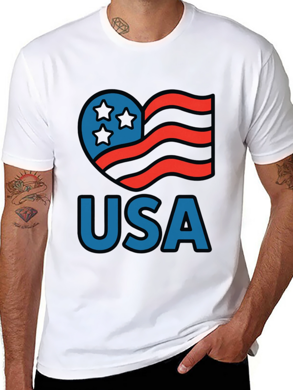 USA Patriotic Heart Graphic T-Shirt
