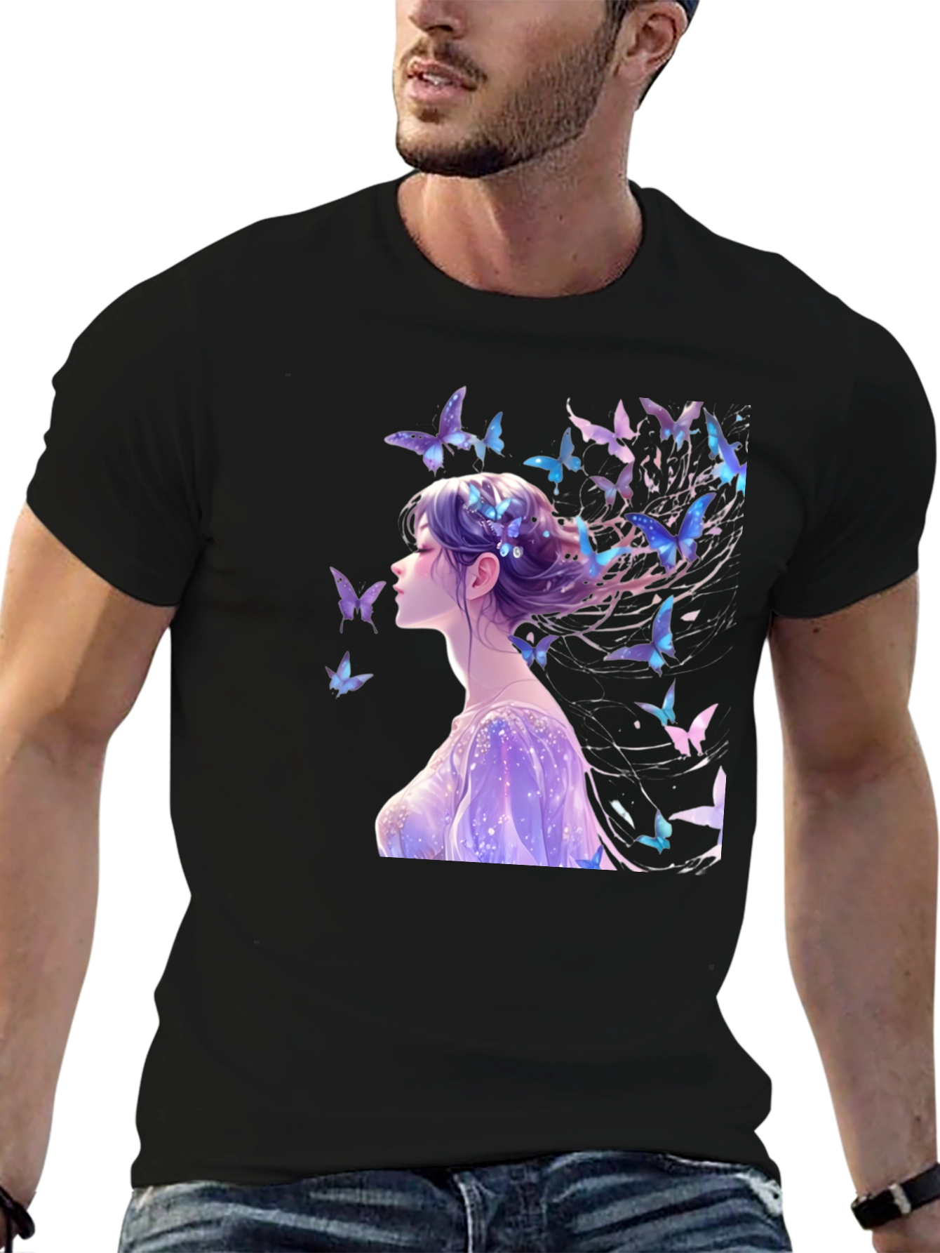 Anime Butterfly Girl Graphic T-Shirt