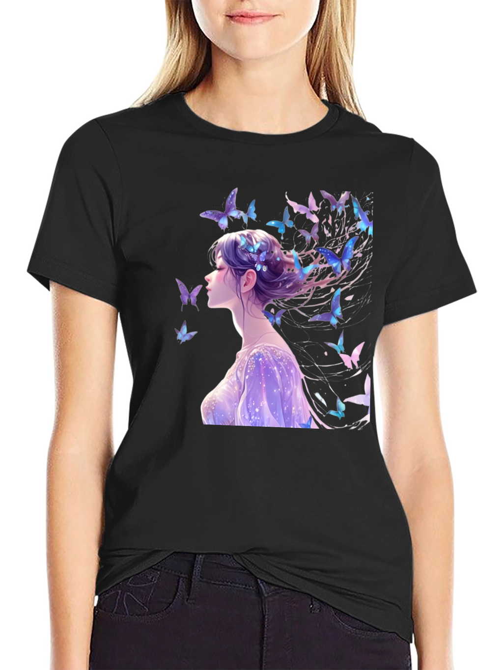 Anime Butterfly Girl Graphic T-Shirt