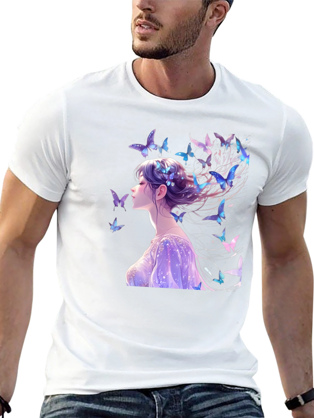 Anime Butterfly Girl Graphic T-Shirt