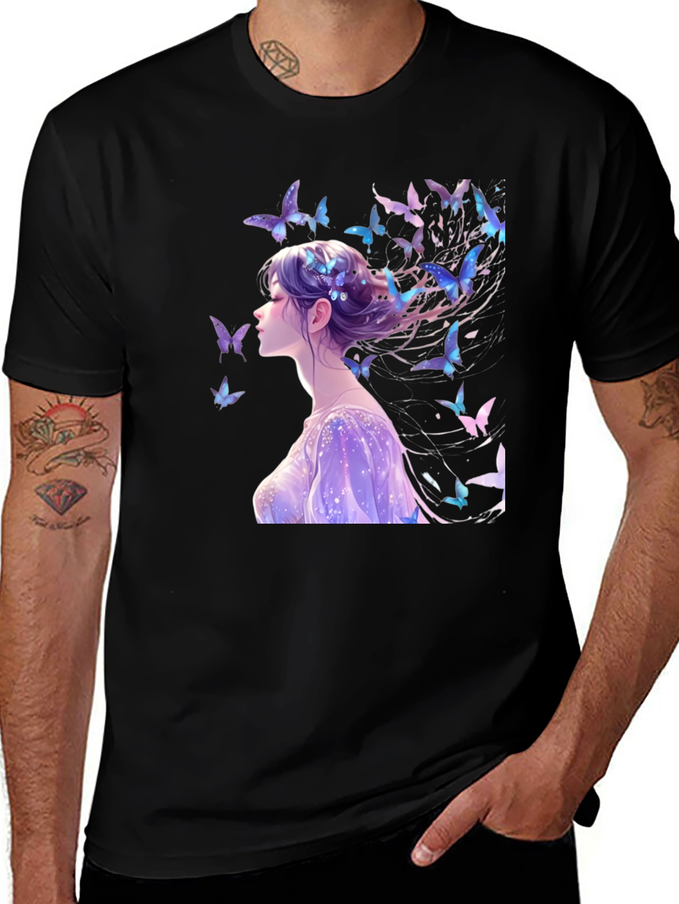 Anime Butterfly Girl Graphic T-Shirt