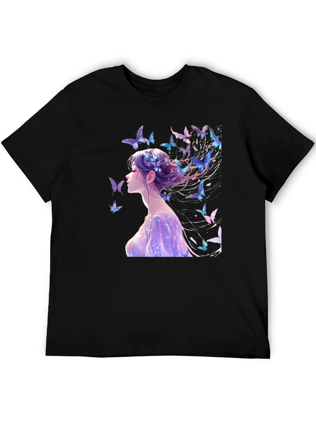 Anime Butterfly Girl Graphic T-Shirt