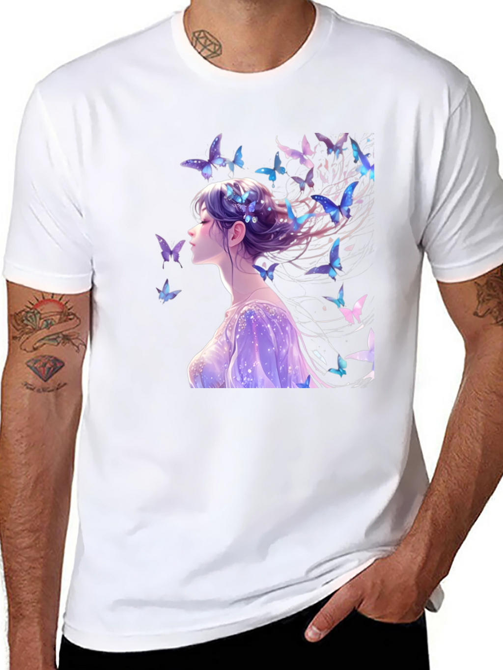 Anime Butterfly Girl Graphic T-Shirt