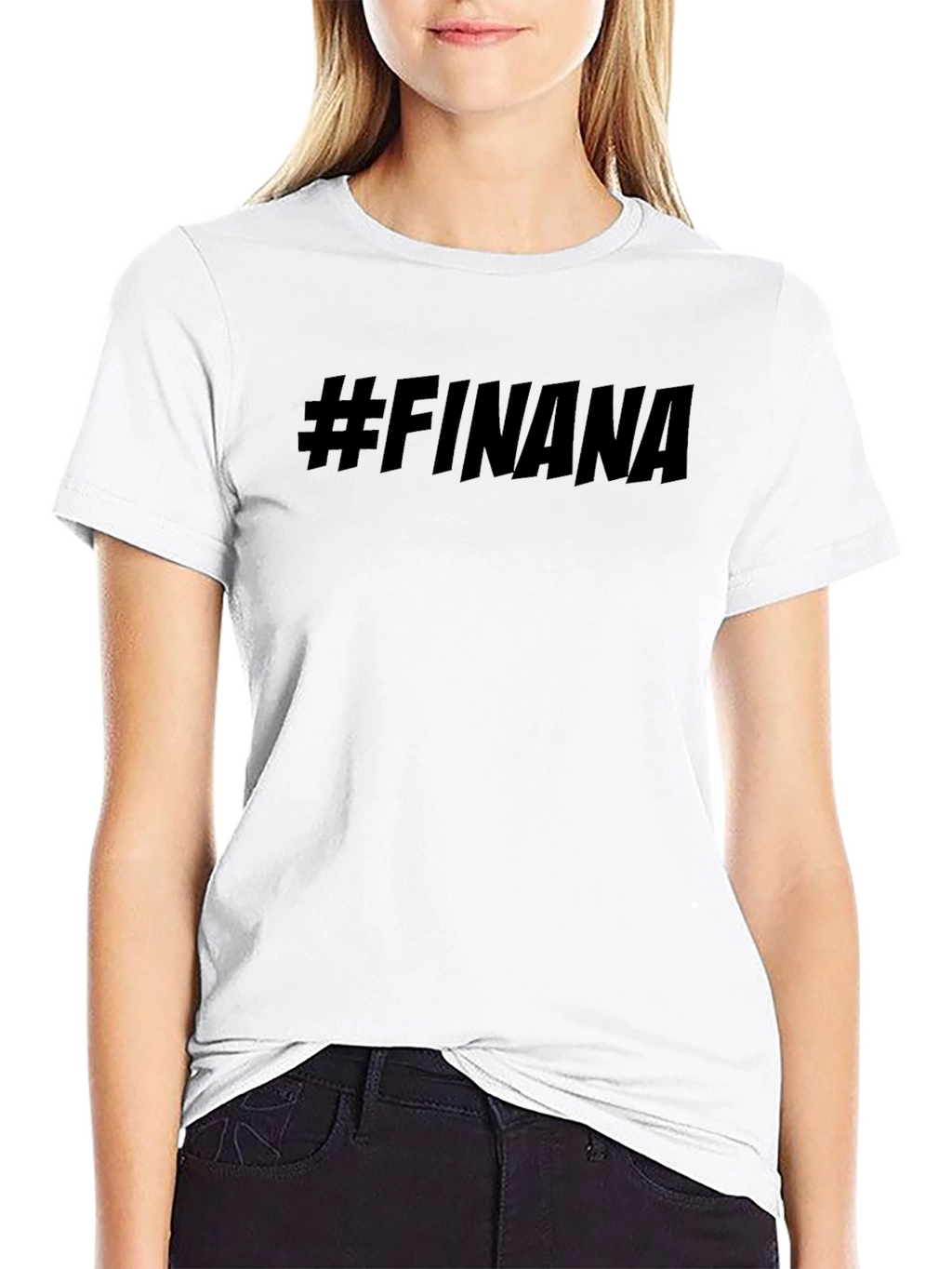 #FINANA Black Graphic Tee - Trendy Casual Style