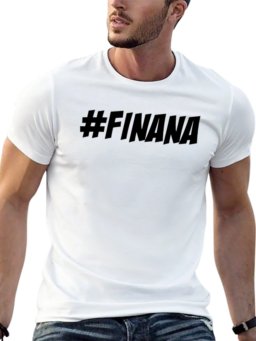 #FINANA Black Graphic Tee - Trendy Casual Style