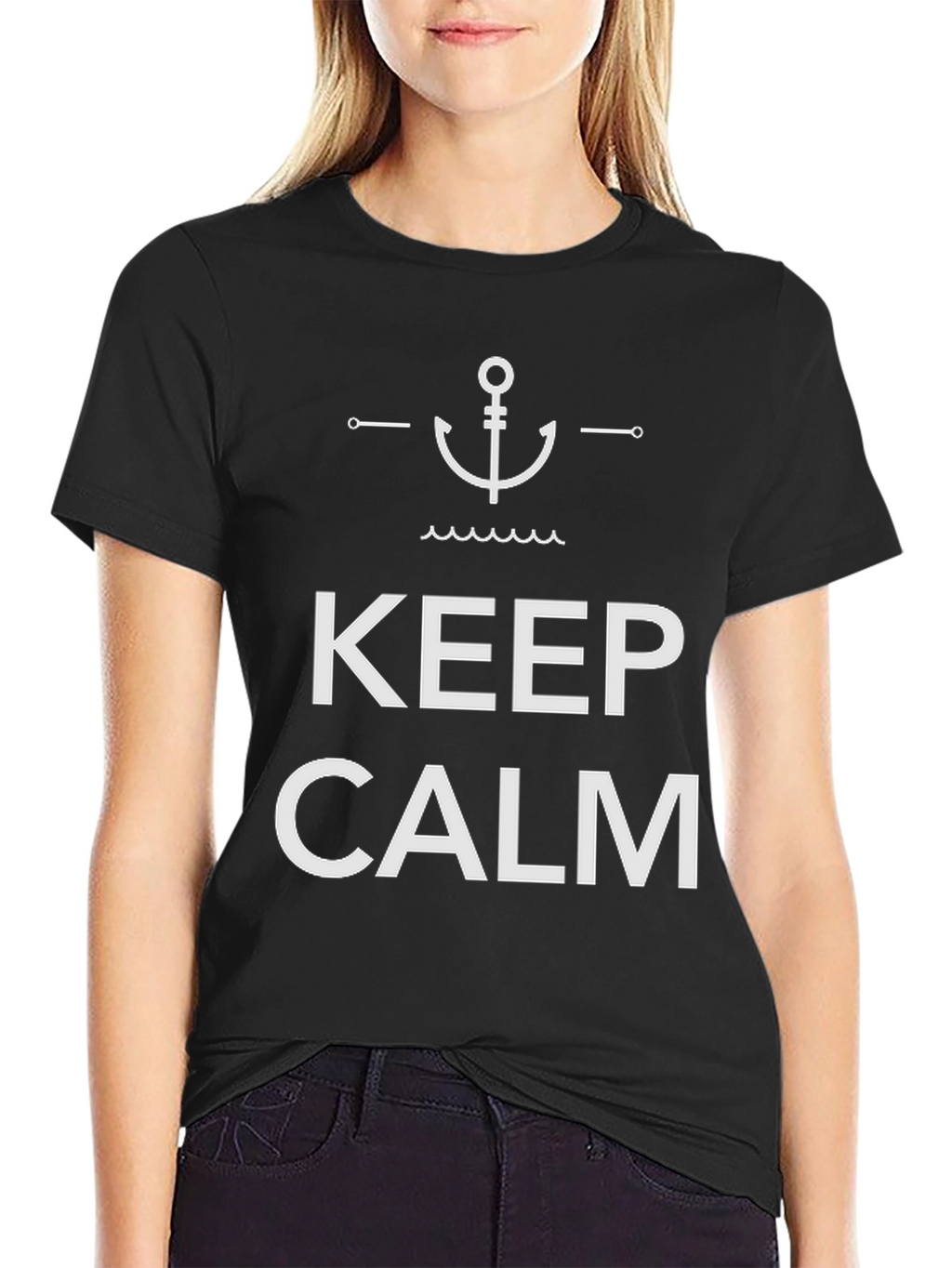 Keep Calm Anchor Graphic Black T-Shirt