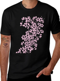 Black T-Shirt with Cherry Blossom Print
