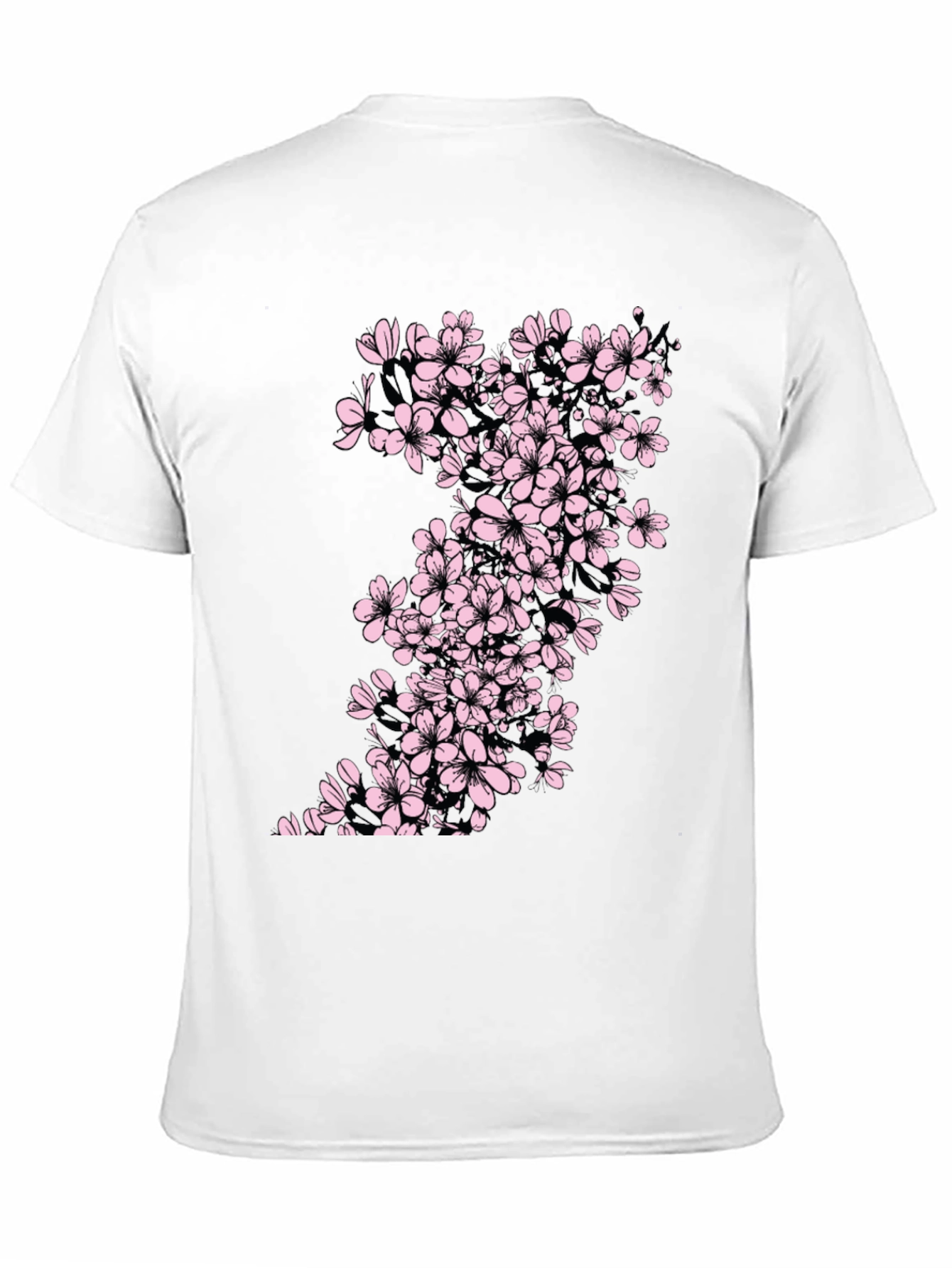 Black T-Shirt with Cherry Blossom Print
