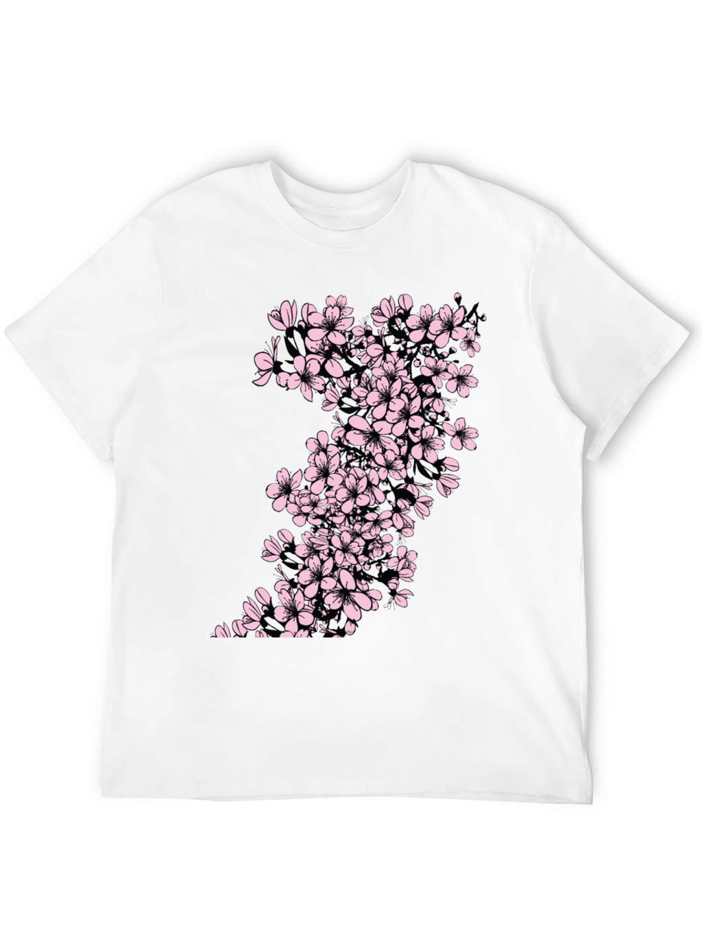 Black T-Shirt with Cherry Blossom Print