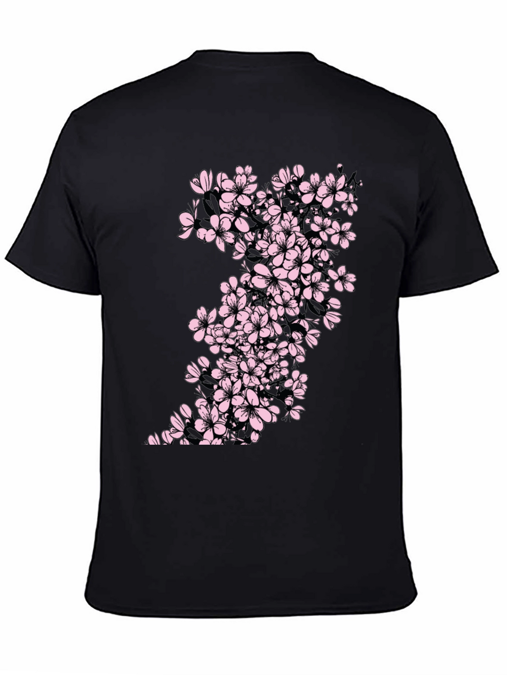 Black T-Shirt with Cherry Blossom Print