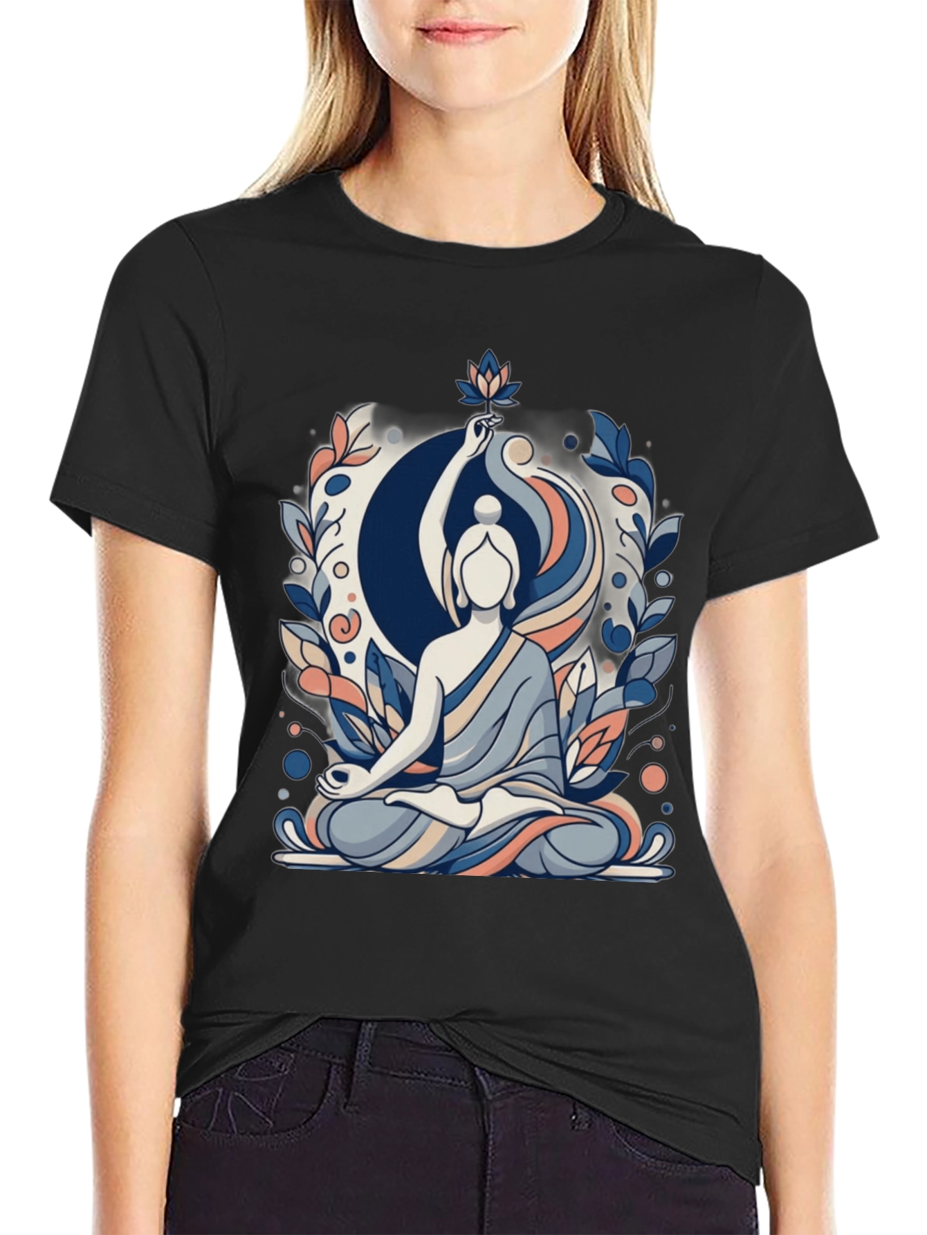 Meditative Buddha Graphic Tee - Stylish Black T-Shirt