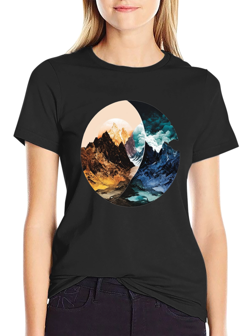 Yin Yang Mountain Graphic Tee - Stylish and Unique